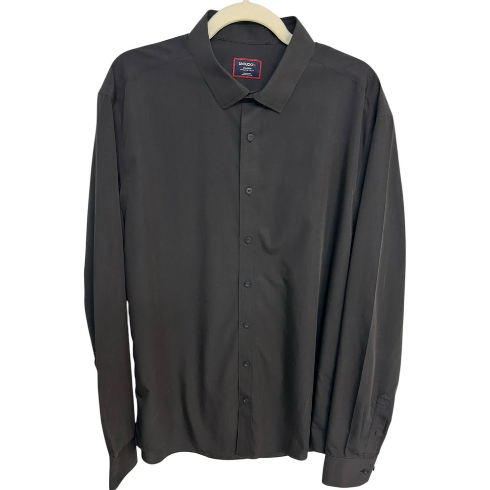 UNTUCKit Shirt Mens Large Tall Black Long Sleeve Button Down Slim Fit Cotton